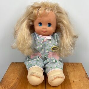 Vintage 80’s Mattel Magic Nursery Baby Doll 14” Blonde Hair Blue Eyes original